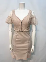 1693  DAZZY デイジー　キャバクラ　ドレス　レース　フリル　タイト　フロントジップ　シルバー金具　ミニ　キャバドレス　S