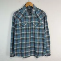 Eddie Bauer エディーバウアー ネルシャツ チェックシャツ 長袖シャツ メンズ Mサイズ ブルー グリーン 古着 ストリート アメカジ