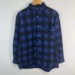 delorean ネルシャツ チェックシャツ 長袖シャツ メンズ Lサイズ ブルー ブラック 古着 ストリート アメカジ ワークシャツ