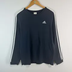 adidas アディダス ロンT Tシャツ 長袖 3ストライプ ワンポイントロゴ ロゴ刺繍 ブラック ホワイト メンズ Mサイズ 古着 ストリート