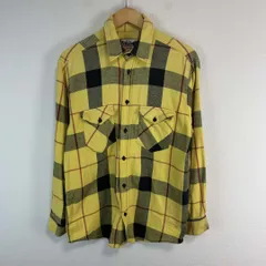 Levi's リーバイス Alaska アラスカ ネルシャツ 長袖シャツ チェック柄 イエロー ブラック メンズ Mサイズ 古着 総柄 アメカジ ストリート