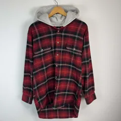 Field & Stream ネルシャツ チェック柄 hiphop 総柄 フード付き レッド XLサイズ レディース 古着 ストリート アメカジ