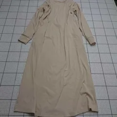 ◇ ⊇ ANGELIEBE ワッフル素材 長袖 膝下丈 ワンピース サイズM ホワイト系 レディース E  【1508260046107】