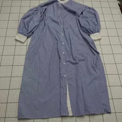 ◇ ⊇ Lowy by CORNERS ストライプ柄 五分袖 ロング丈 ワンピース サイズL ブルー系 レディース E  【1508260046145】