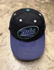 90s NIKE ナイキ ベースボールキャップ ブラック/PURPLE パープル ウール 帽子