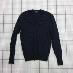 ◇ ⊂ UNIQLO ユニクロ シンプル系 長袖 Ⅴネック長袖シャツ サイズM ネイビー系 レディース E  【1509100019299】