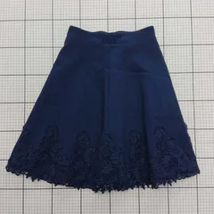 ◇ Θ ROSE BUD ローズバッド レース フォーマル 膝丈 Aライン スカート サイズフリー ネイビー系 レディース E  【1509100019268】