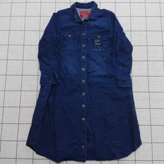 ◇ ⊇ Sunny clouds サニークラウズ デニム風 シャツ風 長袖 膝丈 ワンピース サイズM インディゴ系 レディース E  【1509100019435】