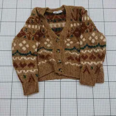 ◇ ⊆ ZARA フェアアイル柄ニットカーディガン ブラウン系 Sサイズ レディース E  【1509100020523】