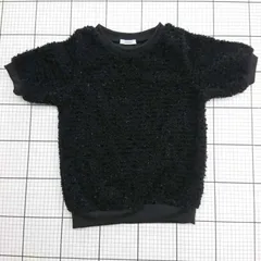 ◇ ⊂  mily bilet シャギーニット半袖トップス ブラック系 Sサイズ レディース E  【1509100020479】
