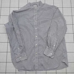 ⊂  J.PRESS YORK STREET バンドカラーシャツ ネイビー系ストライプ M レディース E  【1509100020462】