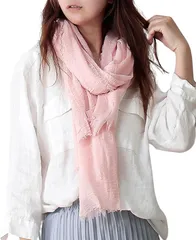 グリーンパキラ ショール 大判 ストール レディース 綿100% コットン UVカット 薄手 無地 柔らかい 結婚式 冷房対策 贈り物 母親 誕生日プレゼント 実用的 日焼け対策 スカーフ シフォン 首元カバー おしゃれ きれいめ (ピンク)