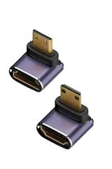 8K@60Hz 4K@144Hz HDMI2.1変換アダプター HDMIミニ 2K@240Hz 8K HDMI延長アダプタ HDR対応 L型 HDMI(メス) 金メッキコネクタ to HDMI(オス) 2個セット Mini L型変換アダプタ (上向き、下向き)