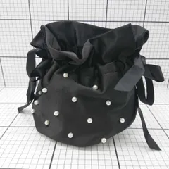 ◇ Θ  mily bilet パール装飾サテン巾着バッグ ブラック系 フリーサイズ レディース E  【1509100021766】