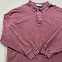 🏅【4XB 超々ビッグ】90sオールド ラルフローレン 長袖ポロシャツ バーガンディ 希少サイズ Polo by Ralph Lauren 長袖ポロシャツ アメリカ 古着 古着屋 US【2032SA】
