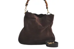 GUCCI グッチ バンブー 2Way ショルダーハンドバッグ スエード レザー ブラウン ジャンク 3422N