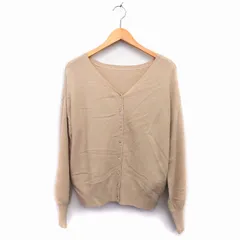 N.Natural Beauty Basic N.ナチュラルビューティーベーシック ニット カーディガン 長袖 Vネック 無地 シンプル リブ M ベージュ /HT11