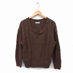 フリークスストア FREAKS STORE ニット セーター スリットネック リブ ローゲージ ケーブル編み 長袖 F 茶 ブラウン /NT7