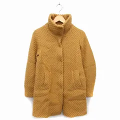 ミューニック Munich コート アウター スタンドカラー ミディ丈 ニット ウール スナップボタン S イエロー 黄 /NT15のサムネイル