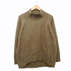 ローリーズファーム LOWRYS FARM セーター ニット チュニック 無地 シンプル 切替リブ ラグランスリーブ 長袖 モックネック F ブラウン 茶 /HT29