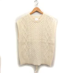 スピック&スパン Spick&Span ニット ベスト ケーブル編み 丸首 バックレースアップ ウール F アイボリー 白 /FT17