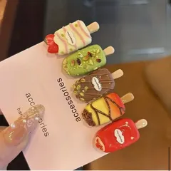 No.240 【10個set】アイスキャンディ ヘアクリップ 前髪クリップ 髪飾り スイーツデコ／韓国風アクセサリー