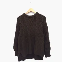 フリークスストア FREAKS STORE セーター ニット 長袖 丸首 ロングテール ケーブル編み 切替リブ サイドスリット F ブラウン 茶 /HT26