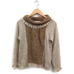 アクシーズファム axes femme オフタートルネック ニット セーター 長袖 レース 切替 M ベージュ /FT33