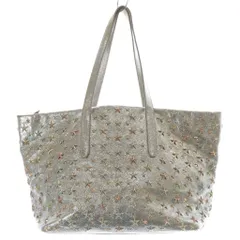 ジミーチュウ JIMMY CHOO スタースタッズ メタリックトートバッグ ハンドバッグ シルバー色