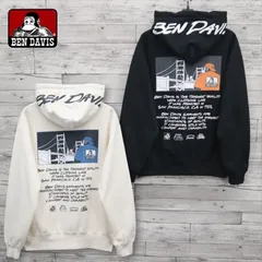 新品 メンズ ベンデイビス BEN DAVIS BENDAVIS 長袖 スウェット パーカー フーディー 裏起毛 ロゴ バックプリント オーバーサイズ ゆったり ユニセックス レディース 白 オフホワイト 黒 ブラック 24780061