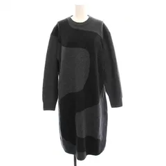 ユニクロ UNIQLO マリメッコ Marimekko ラムクルーネックワンピース ニット ロング 長袖 M グレー 黒 291-469350 /YM
