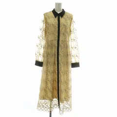 ダイアグラム Diagram グレースコンチネンタル GRACE CONTINENTAL チェーン emb ワンピース ロング 長袖 チュール シアー レース ラメ刺繍 総柄 36 S ベージュ 黒 ブラック /XZ ■GY18