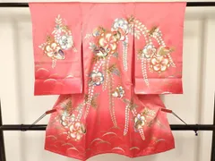 平和屋着物[]お宮参り　女の子　祝着　産着　初着　のしめ　花蝶文　暈し染め　金銀彩　逸品　未使用　DAAW2958ma