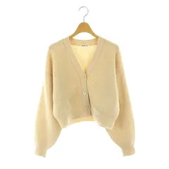 ドゥーズィエムクラス DEUXIEME CLASSE エブリデイアイライク EVERYDAY I LIKE 23AW ミミトリミング Mimi Cropped カーディガン 長袖 Vネック クロップド丈 ウール F ベージュ /YQ ■OS
