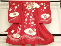 M2918 正絹 総絞り 花文 袷 着物 女児用 iwa0005 女児祝い着 花尽くし文様 正絹着物 古布 古裂 | iichi 日々の