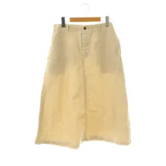 マーガレットハウエル MHL. コットンリネン ロングスカート フレア ボタンフライ 2 ベージュ /NR ■OS