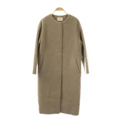 イエナ IENA ノーカラーロングコート アウター ラムウール ウール 36 グレージュ 総裏地 /CX ■OS
