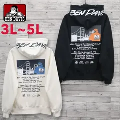 新品 大きいサイズ メンズ ベンデイビス BEN DAVIS BENDAVIS スウェット パーカー フーディー 裏起毛 ロゴ バックプリント オーバーサイズ ゆったり レディース キングサイズ オフホワイト 黒 ブラック 24780923 3L 4L 5L