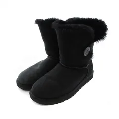 アグ オーストラリア UGG australia W BAILEY BUTTON ベイリーボタン ムートンブーツ ショート US6 23cm 黒 5803 /YM ■OF