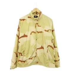 ステューシー STUSSY MOCK SHELL JACKET ナイロン ジャケット ジップアップ モックネック スタンドカラー デザートカモ カモフラ 迷彩 総柄 ロゴ L ベージュ カーキ /AH21 ■GY03のサムネイル