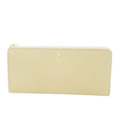 ランバンオンブルー LANVIN en Bleu 長財布 ロングウォレット 小銭入れあり L字ファスナー レザー 革 ロゴ ベージュ /CK28 ■GY18