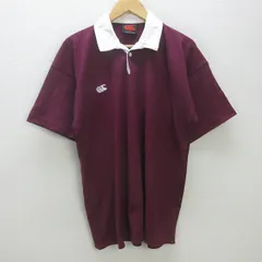 H■カンタベリー/CANTERBURY 胸ロゴ刺繍 半袖ラガーシャツ ポロシャツ【L】エンジ/MENS■34【中古】