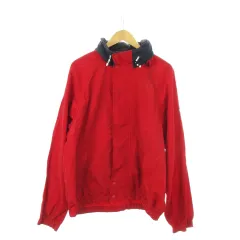 トミーヒルフィガー TOMMY HILFIGER マウンテンパーカー ナイロンジャケット ジップアップ 比翼 フード収納 ロゴ L 赤 レッド /MN9 ■GY35