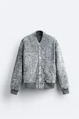ZARA ザラ ブルゾン XL シルバー スパンコール ザラブルゾンXLシルバー