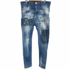 ディースクエアード DSQUARED2 スキニーデニム ジーンズ ボタンフライ ダメージ加工 USED加工 ペンキ インディゴブルー 46 約Mサイズ S71LB0603 S30342 IBO62