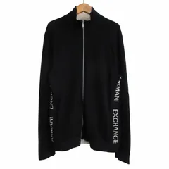 アルマーニエクスチェンジ A/X ARMANI EXCHANGE 美品 ドライバーズニット ジャケット ジップアップ ブルゾン セーター ロゴ 黒 ブラック M IBO62