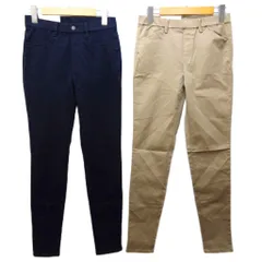 ユニクロ UNIQLO タグ付 パンツ 2本セット まとめ ウルトラストレッチデニムレギンスパンツ ヒートテックハイライズレギンスパンツ M ネイビー ベージュ 系 1005