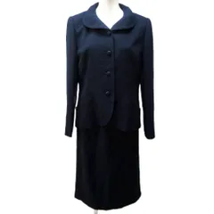 ジュンアシダ jun ashida 美品 セットアップ スカートスーツ ウール 飾りボタン ジャケット 総裏 ひざ丈 11 約L 紺 ネイビー IBO79 1005のサムネイル
