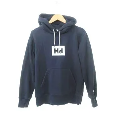 ヘリーハンセン HELLY HANSEN 美品 フード パーカー ロゴ 裏起毛 スウェット Lサイズ 紺 ネイビー ■YHS8のサムネイル