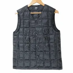 ユニクロ UNIQLO 美品 ウルトラライトダウンベスト キルティング Vネック ナイロン S 黒 ブラック X